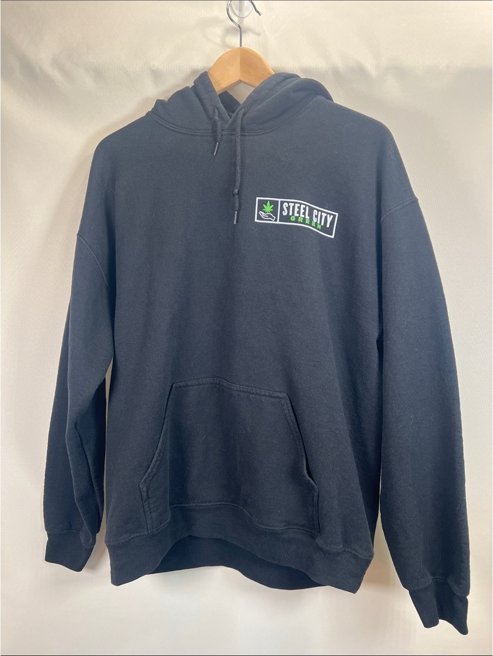 Steel City Green Black Hoodie Gildan Women's Size Large Marjiuana